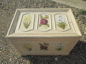 Hand painted Wood footlocker storag...