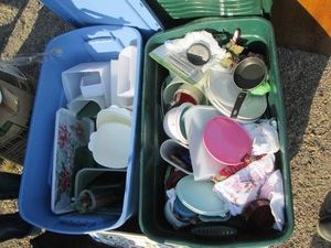(2) Large covered storage totes con...
