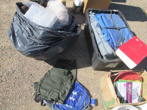 Large storage tote containing a mix...