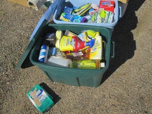 (2) Covered Totes and partial box l...