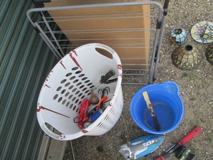 Tall laundry basket with wash pail,...