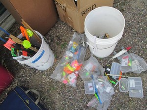 2) 5-gallon buckets with tip-ups, v...