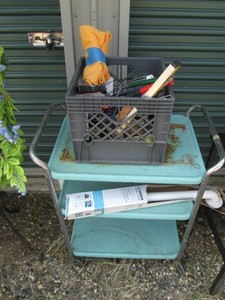 Vintage metal butlers rolling cart...