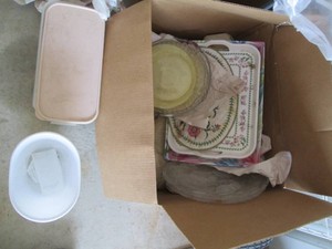 Vintage glass and plastic serving p...