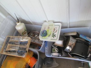 (2) storage totes with assorted cut...