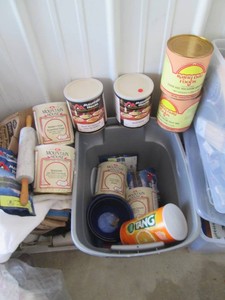 Storage tote with glass mixing bowl...
