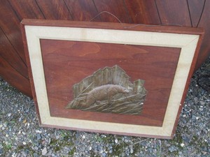 Metal and wood framed wildlife wall...