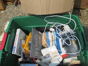 Storage tote loaded with office pap...