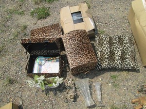 Cheetah print keepsake boxes and pi...