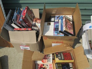 (3) boxes of assorted VHS movies,...