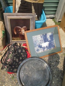Tote overflowing with Framed wall d...