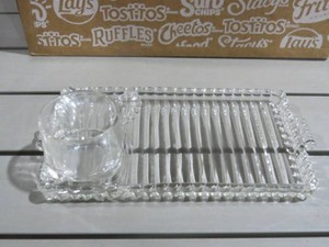 12 piece Lot of Vintage Hazel-Atlas Glass Snack, Sip Luncheon Tray with Matching Cup