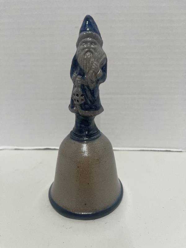 Rowe Pottery Works Santa Bell 6 1990 Blue Salt Glaze
