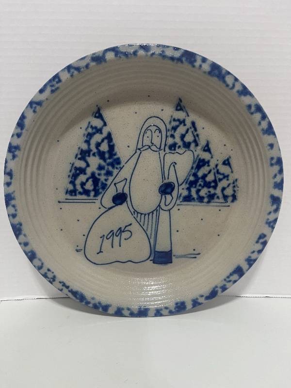 Eldreth Pottery Salt Glazed 11 Santa Pie Plate 1995