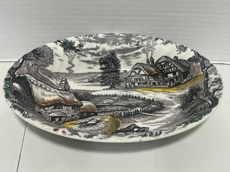 Staffordshire Yorkshire Ironstone Vegetable Bowl Country Scene 9