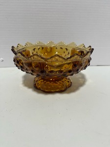 Fenton Amber Glass Hobnail 6 Candle Holder
