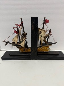 Wonderful Pair of Wooden Ship Bookends