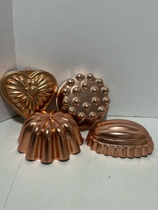 Set of 4 Jello Molds Copper Tone Aluminum
