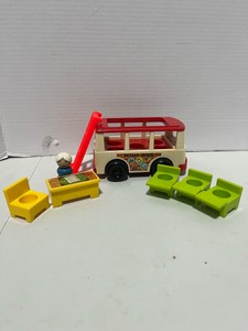 1969 Fisher Price Mini Bus, Ladder, Desks , and People