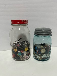 Kerr Quart & Ball Blue Pint Jars w Buttons