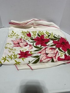Vintage Round Screen Print Table Cloth Some Stains
