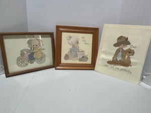 Three Precious Moments Needlepoint Pictures