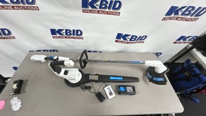 HART 20-Volt 13-inch Cordless String Trimmer and Leaf Blower Combo Kit with a battery and charger.