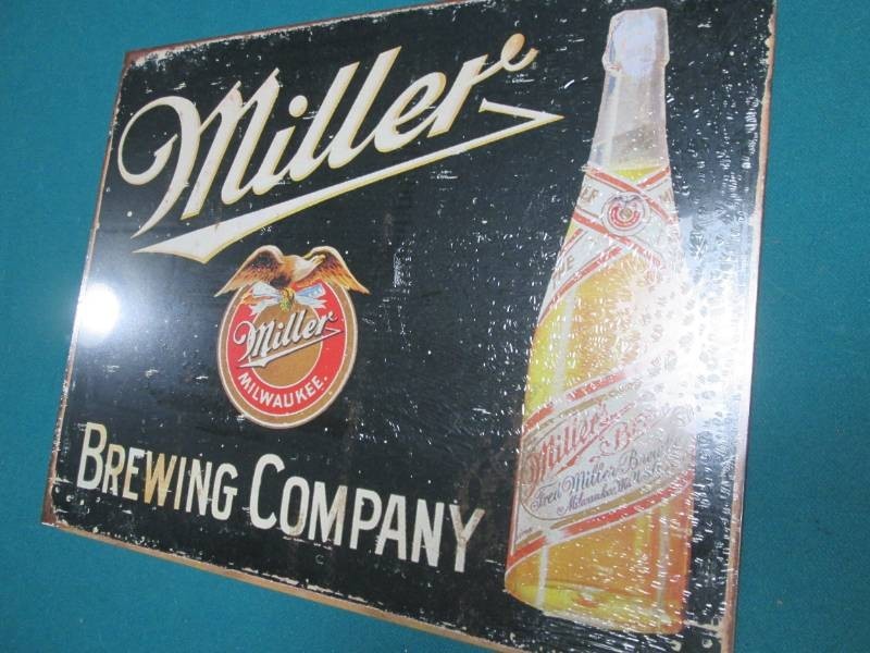 Miller beer metal sign measures 12 ...