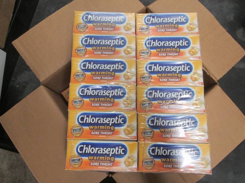 36 boxes of 18 honey lemon chloraseptic sore throat lozenges dated 5-22