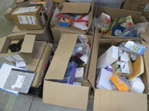 Pallet value of small commercial and office supplies, damaged packages but TONS of retail value