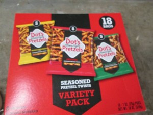 18 Pack of Dots pretzels, assorted flavors