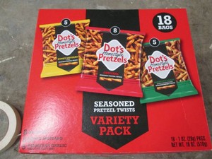 18 Pack of Dots pretzels, assorted flavors
