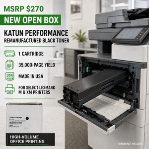 MSRP $270 New Open Box Katun Performance Remanufactured Black Toner Cartridge  35,000-Page Yield  Made in USA for Select Lexmark M and XM Series Printers