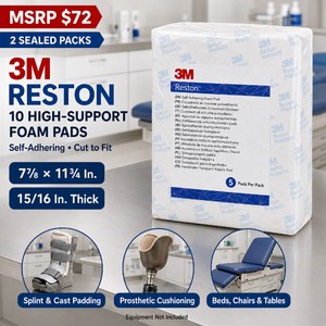 MSRP $72 New Lot of 2 Sealed 3M Reston Self-Adhering High-Support Foam Pad Packs  10 Cut-to-Fit Pads Total, 7  11� In. and 1516 In. Thick  Professional Cushioning for Splints, Prosthetics and Equipment