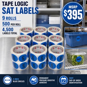 MSRP $395 New Lot of 9 Tape Logic 2-Inch Blue SAT Day-of-Week Label Rolls  4,500 Pressure-Sensitive Paper Labels Total  Permanent Adhesive for Inventory and Date Coding