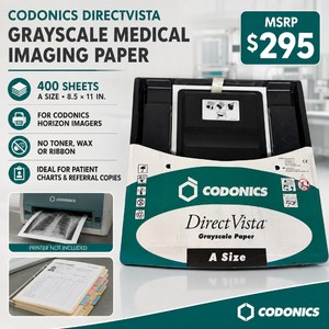 MSRP $295 Codonics DirectVista A-Size Grayscale Medical Imaging Paper, 400 Sheets  8.5  11 In.  For Horizon Imagers, No Toner, Wax or Ribbon Required
