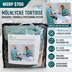MSRP $700 Complete Mlnlycke Tortoise Bariatric Turning and Positioning System  49  58-In. Pad and 25  36-In. Z-Flo Positioner  Pressure Redistribution for Safer Patient Repositioning