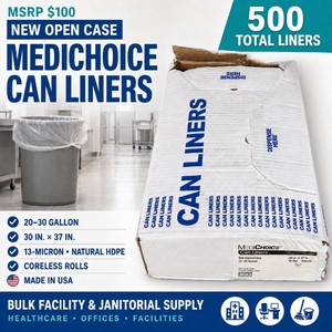 MSRP $100 New Open Case of 500 MediChoice Natural HDPE Can Liners  2030 Gallon, 30  37 In., 13-Micron  Bulk Facility and Janitorial Supply