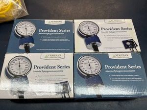 MSRP $200 New Lot Of 4 Veridian Healthcare Provident Series Professional Aneroid Sphygmomanometers, Manual Blood Pressure Monitors With Cuffs, Inflation Bulbs &amp Carry Cases, 10-Year Calibration Warranty, Clinic &amp Medical Use