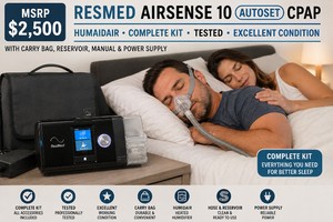 MSRP $2,500 ResMed AirSense 10 AutoSet CPAP Machine with HumidAir Heated Humidifier, Professional Sleep Therapy Device Complete Kit with Hose, Carry Bag, Reservoir &amp Power Supply, Excellent Working Condition