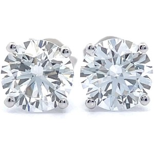2 Carat Diamond Round Four-Prong Martini Solitaire Stud Earrings in 14k White Gold Retail $1,995 VIDEO