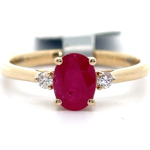 Natural Ruby & Diamond Three-Stone July Birthstone Ring in 14k Yellow Gold; $1,700 Retail *VIDEO*