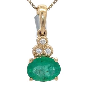 0.69 Carat Natural Emerald & Natural Diamond Bezel Drop Pendant in 14k Yellow Gold; $1,100 Retail *VIDEO*