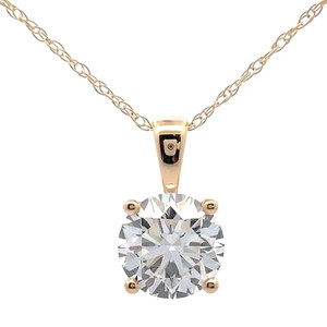 1 Carat Diamond Round Solitaire Pendant Necklace in 14k Yellow Gold Retail $1,495 VIDEO