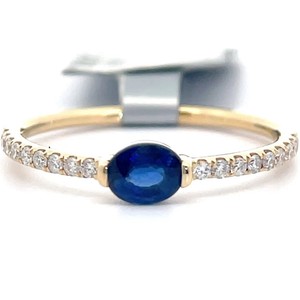 0.60 Carat Natural Sapphire & Diamond East-West Stacking Ring in 14k Yellow Gold $1,600 Retail VIDEO