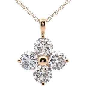 1 Carat Diamond Four-Petal Flower Pendant Necklace in 14k Yellow Gold $1,995 Retail VIDEO