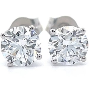 1 Carat Diamond Round Solitaire Stud Earrings in 14k White Gold VIDEO
