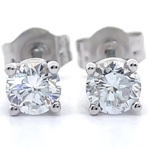 NEW 0.55 Carat Diamond Round Solitaire Stud Earrings in 14k White Gold VIDEO