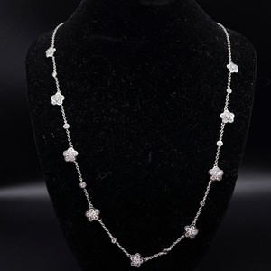 3 Carat Diamond Four-Petal Flower Station Adjustable Layering Necklace VIDEO