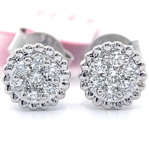 0.25 Carat Diamond Round Halo Cluster Stud Earrings in 14k White Gold VIDEO